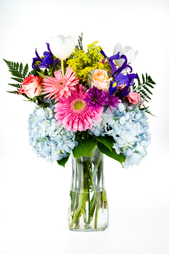 Fresh flower bouquet in a vase.