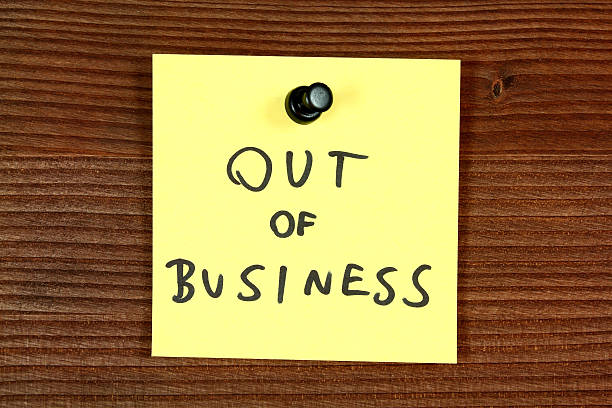 istock Post-it note saying out of business  163070248