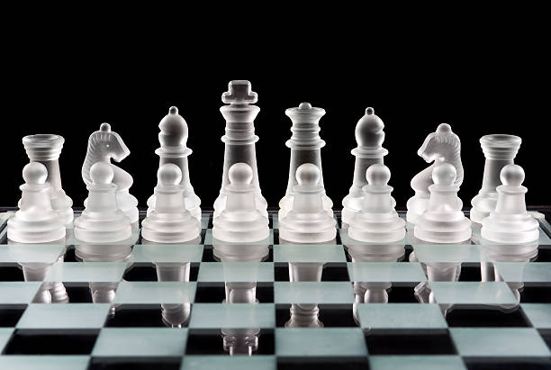 istock Set of glass chess pieces 163071582