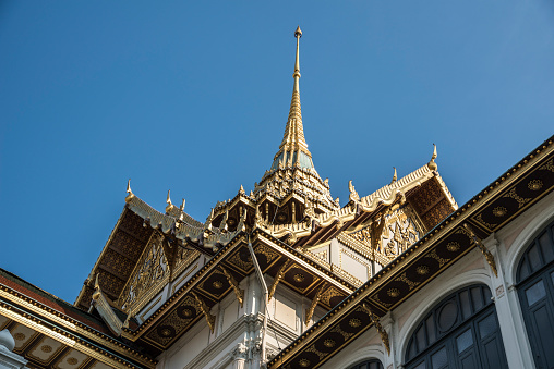Chakri Maha Prasat Throne Hall or The Grand Palace of Thailand is the most famous landmark, Bangkok, Thailand