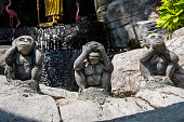 The three monkeys statue