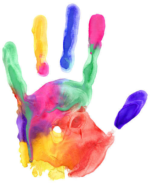 istock Close up of colored hand print 163072564