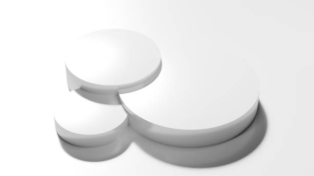 White round podiums on white background. Winners podium concept, abstract 3d presentation podium