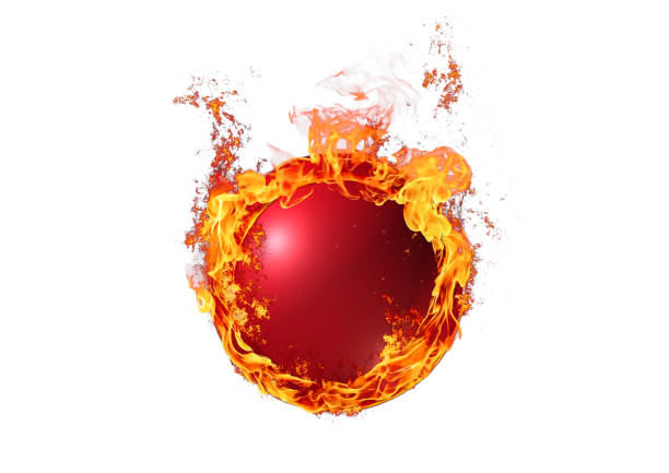 3d illustration of red sphere burning in science concept
