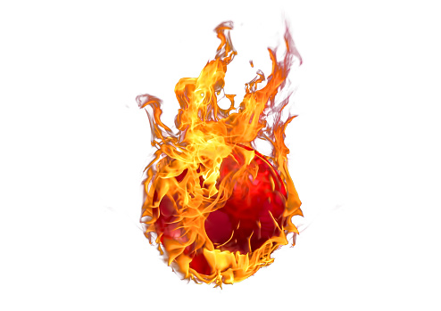 3d illustration of red sphere burning in science concept