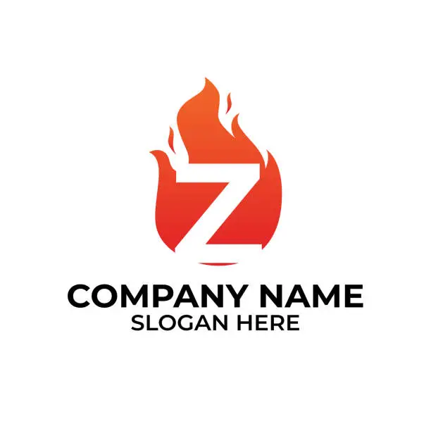 Vector illustration of Z flame logo vector. Letter Z logo flames template, fire logo initials