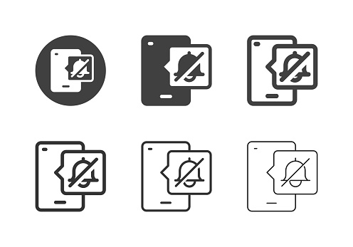 Turn Off Mobile Notification Icons Multi Series Vector EPS File.