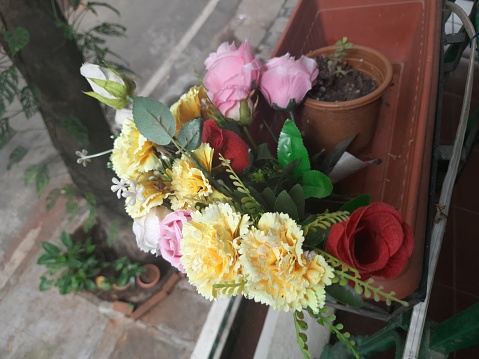 Artificial flowers hanging in Bengaluru,India