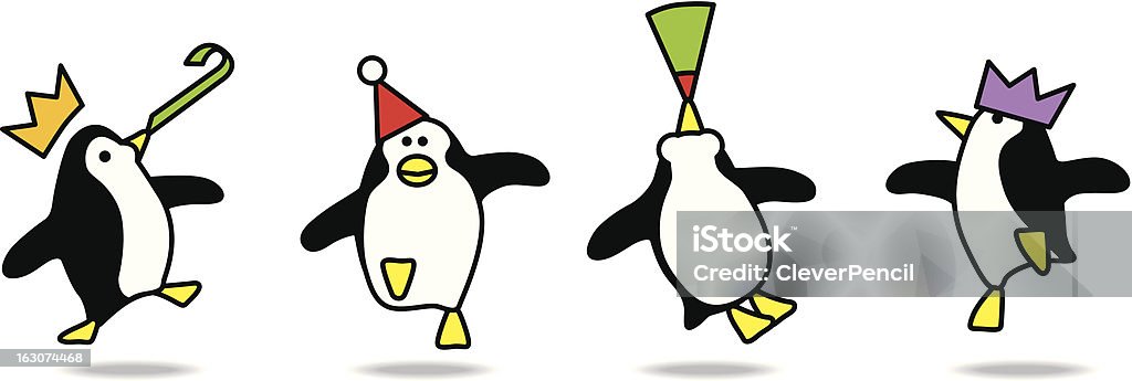 ペンギン色調でのパーティ - お祝いのロイヤリティフリーベクトルアート
