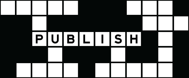 Alphabet letter in word publish on crossword puzzle background