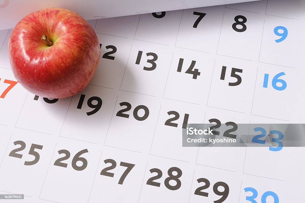 Czerwone Jabłko na kalendarz - Zbiór zdjęć royalty-free (Kalendarz)