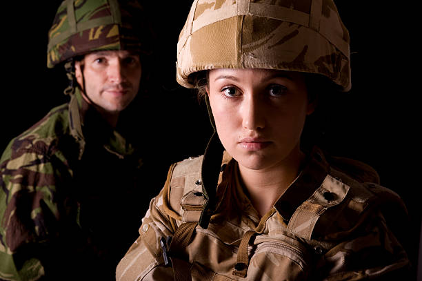 Mixed Gender Soldiers stock photo