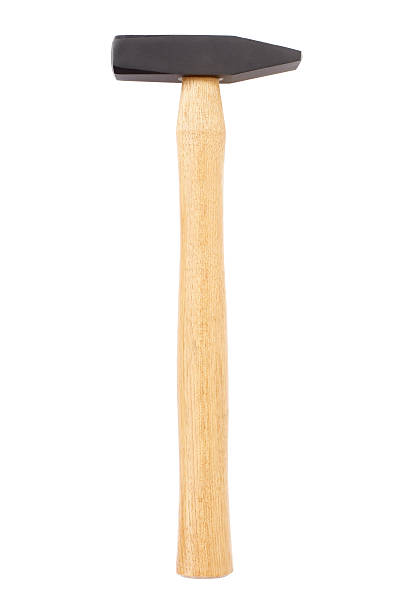 istock Hammer with wooden handle and black head on white background 163080678
