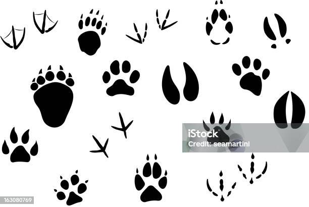 Impronta Di Animale E Tracce - Immagini vettoriali stock e altre immagini di Animale - Animale, Colore nero, Fumetto - Creazione artistica