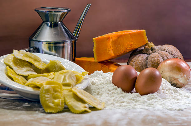 traditional Italian cuisine with ingredients stock photo