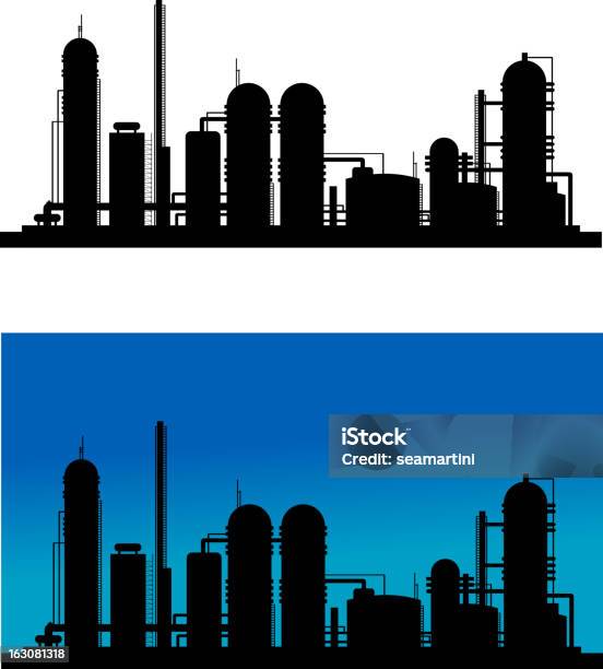 Chemische Oder Raffinerie Werk Stock Vektor Art und mehr Bilder von Ausrüstung und Geräte - Ausrüstung und Geräte, Benzin, Fabrik
