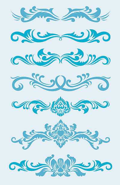 Blue Ornament Set vector art illustration