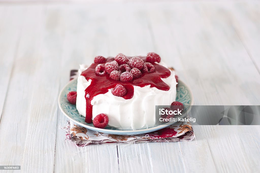 Cheesecake with whipped cream and raspberry Baked Stock Photo