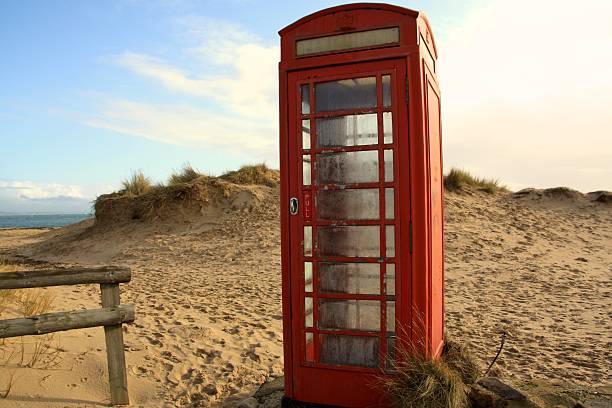 istock iconic british red phonebox on the beach shell bay dorset 163083321