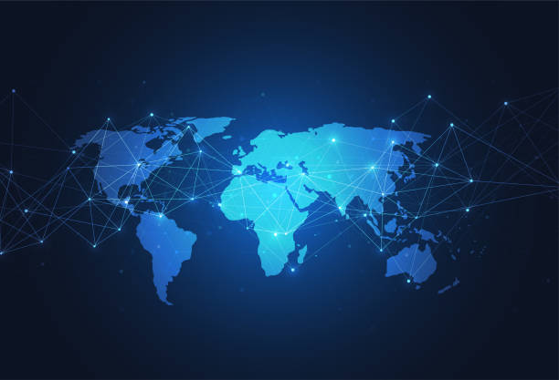 istock Global network connection. World map point and line composition concept of global business. Vector Illustration 1630834035