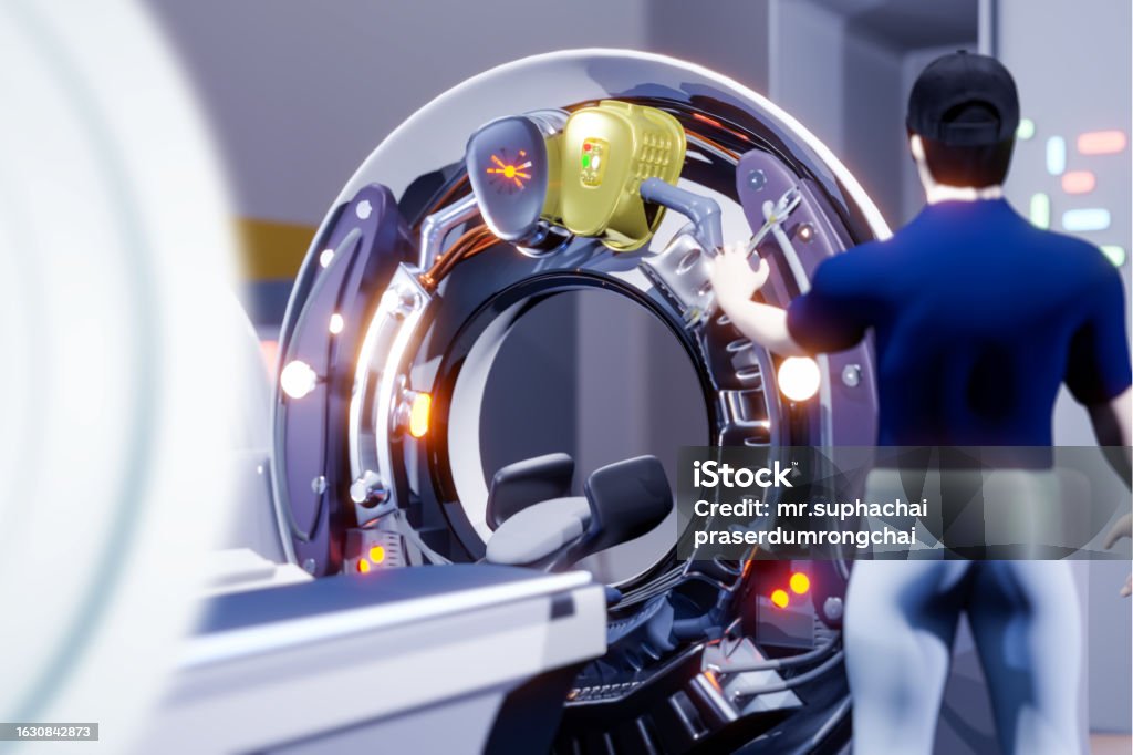 Ct Machine Maintenance A Maintenance Engineer Is Checking The Ct Scan Machine For Normal ...