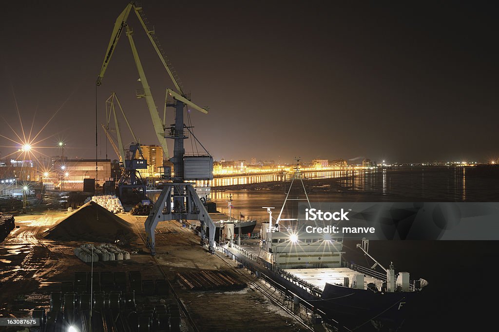 Nacht am Fluss Hafen. - Lizenzfrei Arbeiten Stock-Foto