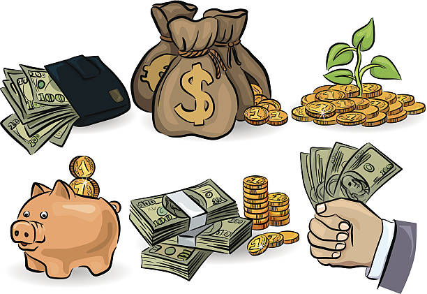 Money symbols set vector art illustration