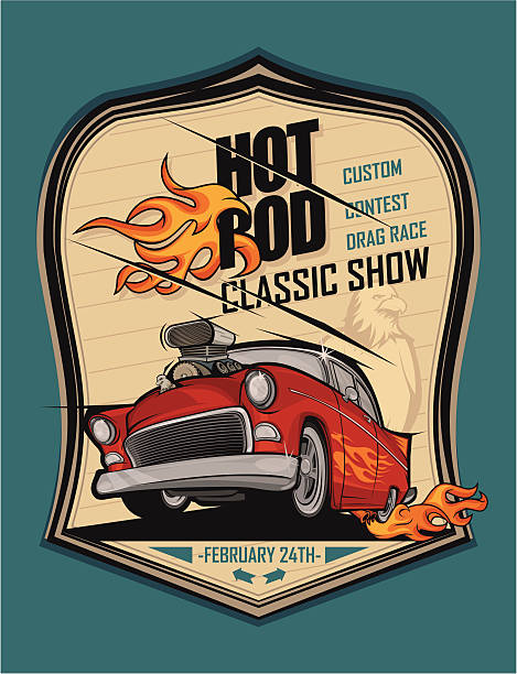 Hot rod classic car and flying eagle poster Vector made only with the fill color and does not use any effects like transparency or drop shadow. File contain CorelDraw,Ai,Eps compatible any version. hot rod car stock illustrations