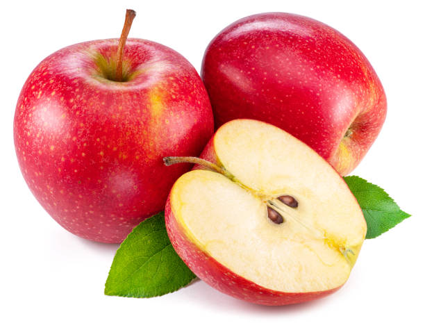 istock Ripe red apples and apple slice isolated on white background. 1630879562