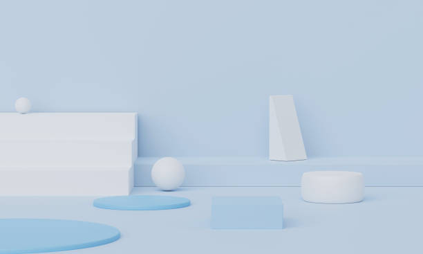 istock 3d render, Minimal blue color empty podium platform background for mock up, pedestal for product or cosmetic showing scene, blue pastel and cold colorful tone, abstract geometric studio. 1630921933