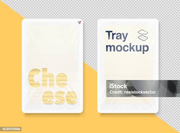 Rechteckiges Tablettbehältermodell Mit Geschnittenem Käse Stock Vektor Art und mehr Bilder von Käse