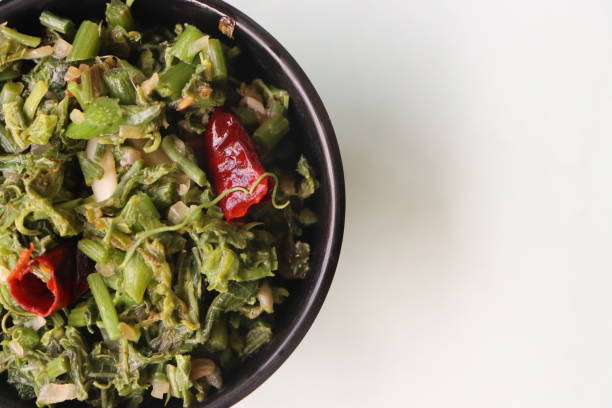 Chayote leaf stir fry, Sechium edule leaf dish, local food