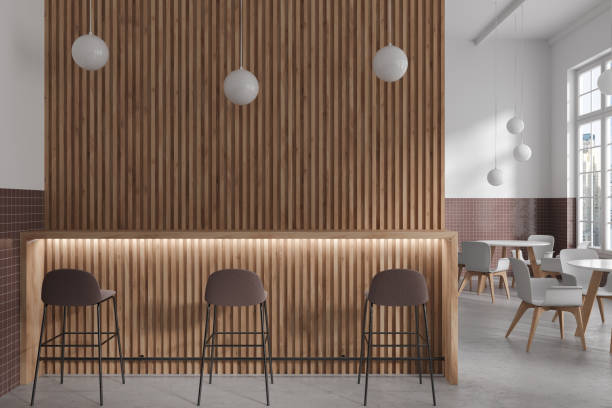 istock White and wooden cafe interior with bar counter 1630982284