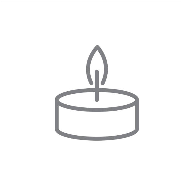 ilustrações, clipart, desenhos animados e ícones de símbolo de ilustração vetorial do ícone de tealights - candle tea light candlelight white background