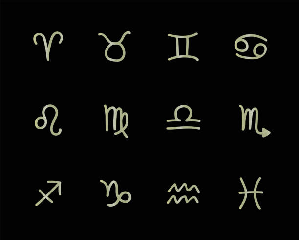 istock Golden horoscope icon set on black background. Astrology simbols vector illustration. Each object is isolated. 1631006183