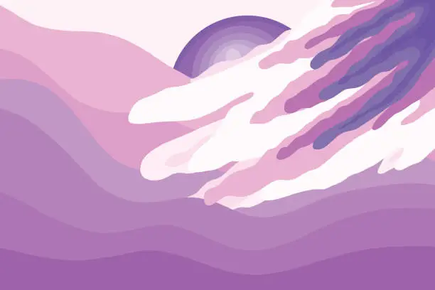 Vector illustration of Purple sea