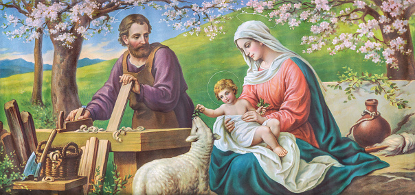 Typical catholic image  image of Holy Family from the end of of 19. cent.  from Italy originally by Sonino painter.