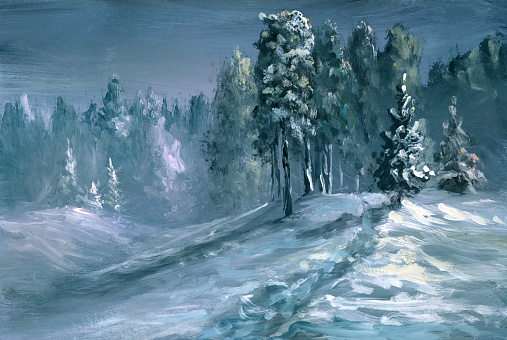 winter sketch, acrylic painting