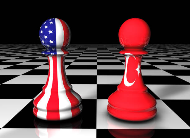 istock Turkish vs USA Conflict Concept with Chess Game 1631073146