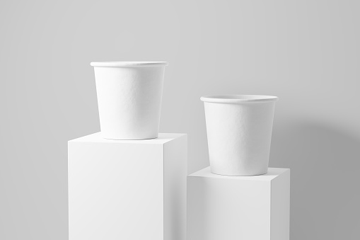 4oz Paper Cup for Tea Coffee White Blank 3D Rendering Mockup For Design Presentation