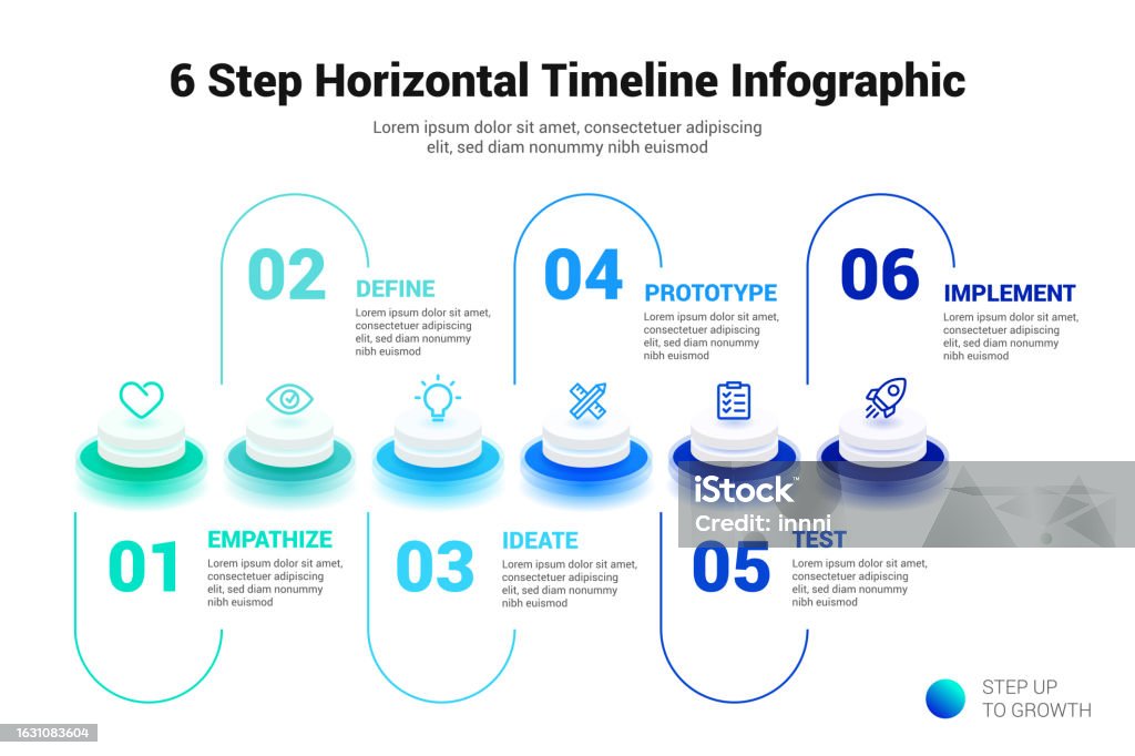 Timeline 6 6 Step Horizontal Timeline Infographic Stock Illustration - Download ...