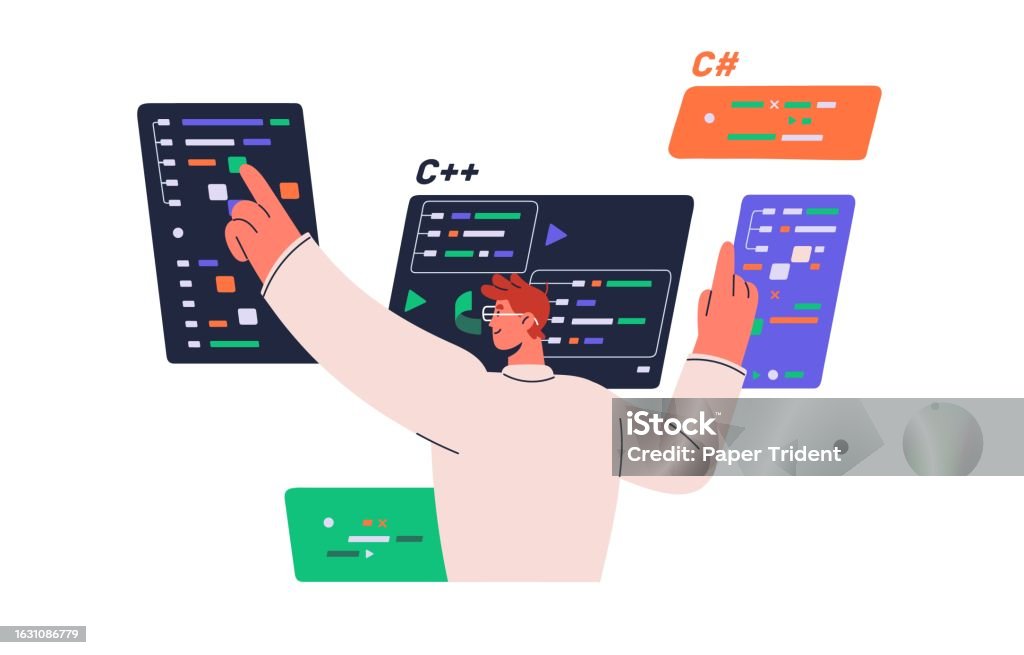 Software Engineer Writing Code Concept Information Technology Coder ...