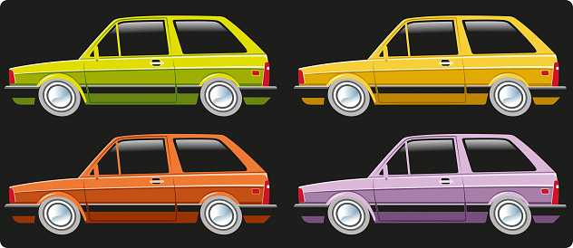 Easy editable 
multicolor car set vector 
illustration...Elements was layered.