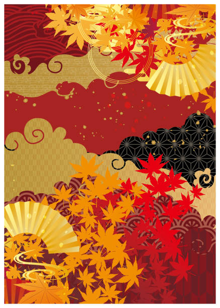 istock Gorgeous Chinese style Asian traditional decorative border Autumn leaves 1631127106