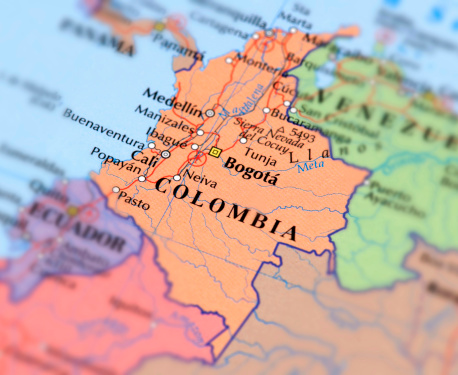 Map of Colombia. Selective Focus. 