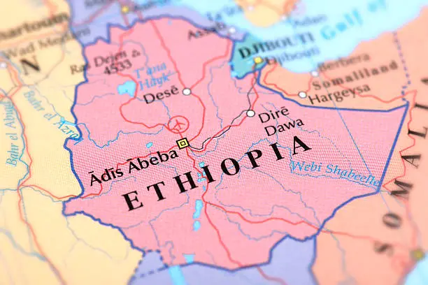 Map of Ethiopia. 