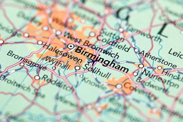 Birmingham, United Kingdom Map of Birmingham.  birmingham england photos stock pictures, royalty-free photos & images