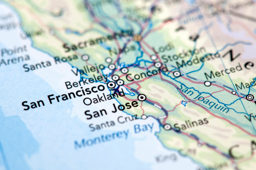 Map of San Francisco. Selective Focus. 
