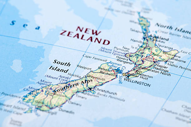 NEW ZEALAND Map of New Zealand.  country geographic area photos stock pictures, royalty-free photos & images