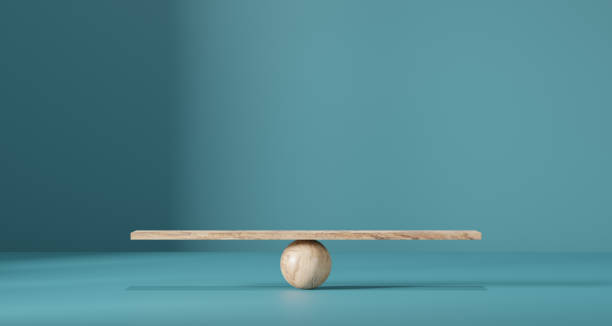 Wooden scales on a blue background.